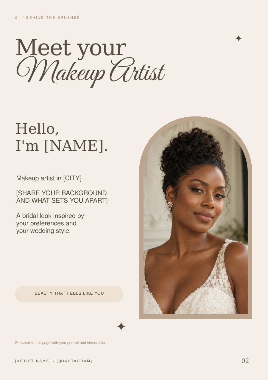 Sample introduction page from the Bridal Pro kit