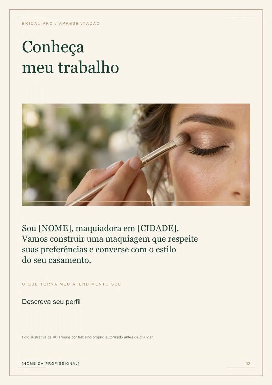 Página Sua experiência comigo, do catálogo