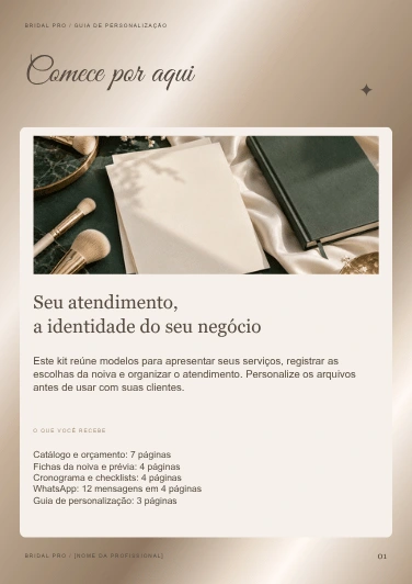 Página de capa do material Guia de personalização do Bridal Pro