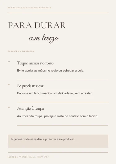 Prévia real do material Cartões de Cuidados Pós-Maquiagem
