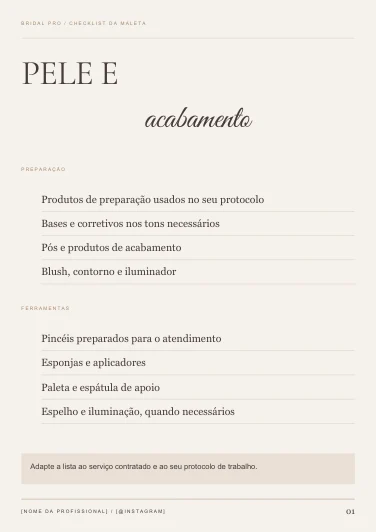 Prévia real do material Checklist da Maleta da Maquiadora